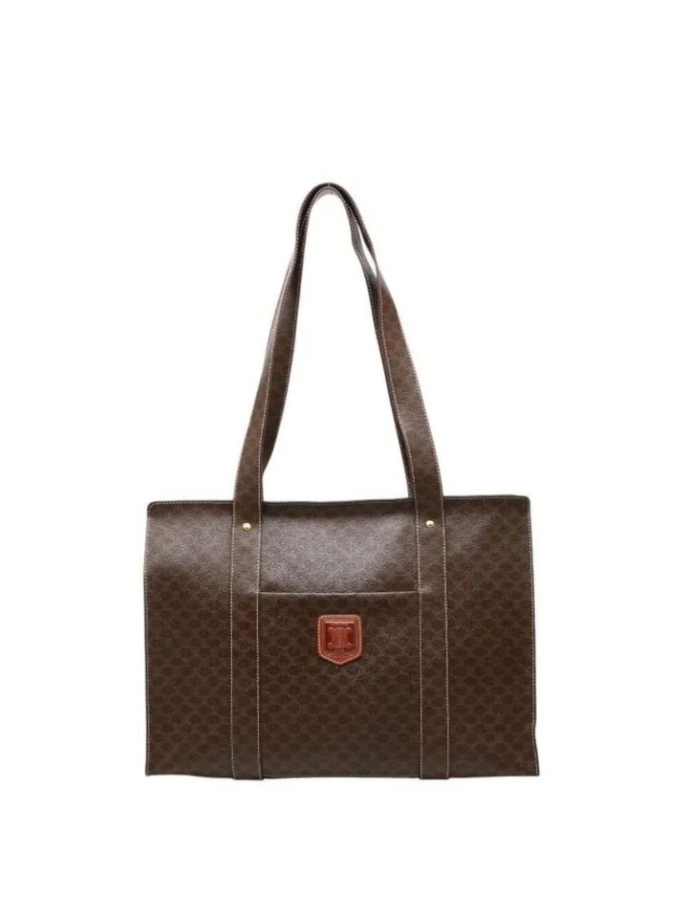 Celine Macadam Tote Brown Leather